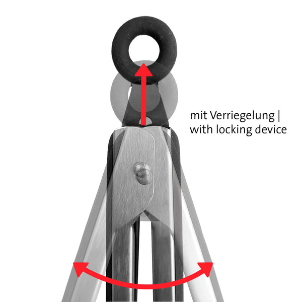 szczypce bufetowe Fork silikon; 25.5x4 cm (DxS); czarny/srebro