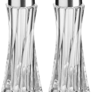 zestaw solniczki/pieprzniczki  Juki; 3.7x10.5 cm (ØxW); srebro/transparentny