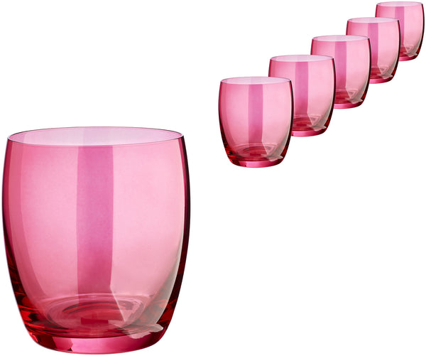 szklanka Amantea Crystal; 450ml, 8.2x9.9 cm (ØxW); stary róż; 6 sztuka / opakowanie