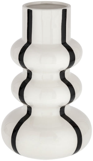 Vase Ayumi; 15x25 cm (ØxW); biały/czarny; okrągły