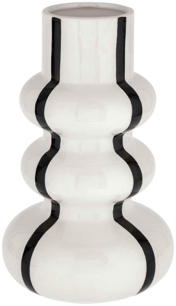 Vase Ayumi; 15x25 cm (ØxW); biały/czarny; okrągły