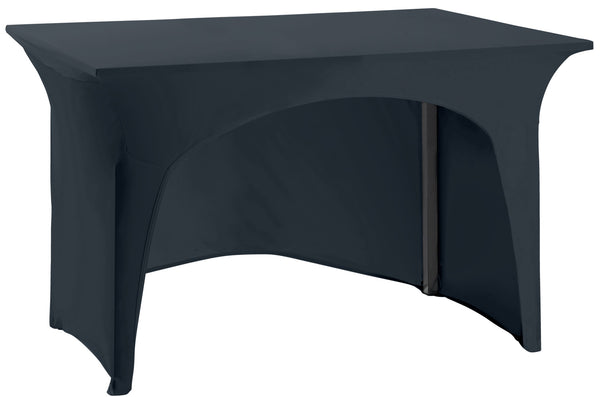 pokrowce stretch na stół bankietowy Grace z otworem; 74x120x74 cm (SxDxW); antracyt; prostokątny