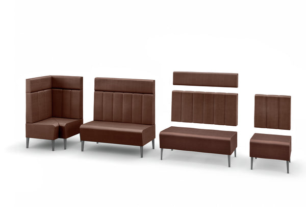 2-Sitzer Polsterbank 120 Adapto mit Rückenelement und Aufsatzpolster; 120x64x127 cm (SxGxW); siedzisko brązowy