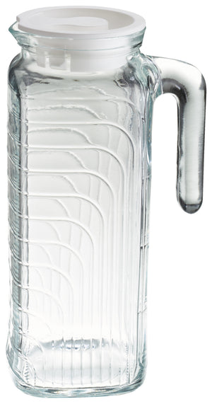 dzbanek szklany Gelo z białyą pokrywą ; 1200ml, 8x22.5 cm (ØxW); transparentny; okrągły; 6 sztuka / opakowanie