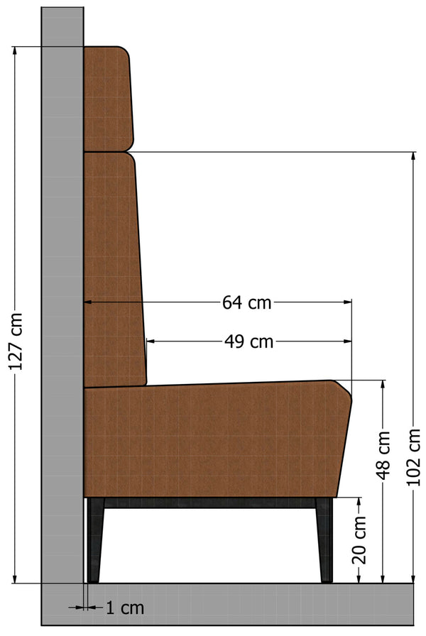 element oparcia ławka tapicerowana Adapto 60; 60x15x56 cm (SxGxW); antracyt