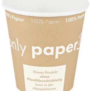 Trinkbecher Only Paper; 250ml, 9x9.5 cm (ØxW); brązowy; 50 sztuka / opakowanie