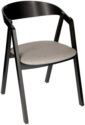 Stapelstuhl Calma Stoff Buchenholz schwarz lackiert; 54x53x79 cm (SxGxW); siedzisko taupe