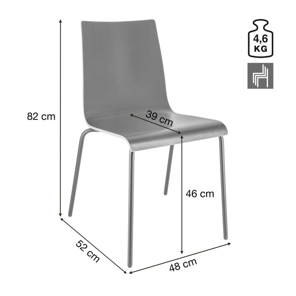 Holzschalenstuhl Uni; 48x52x82 cm (SxGxW); siedzisko czarny