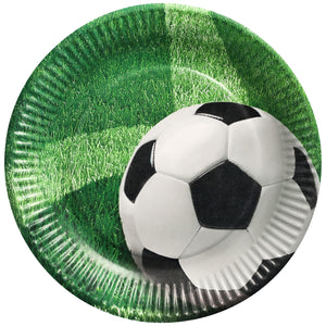 Pappteller Football; 23 cm (Ø); biały; okrągły; 200 sztuka / opakowanie