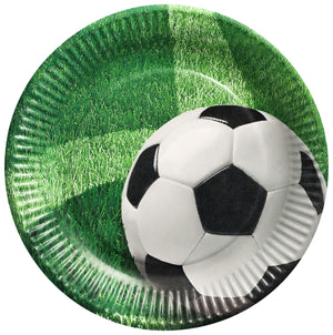 Pappteller Football; 23 cm (Ø); biały; okrągły; 200 sztuka / opakowanie