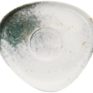 spodek do kubka / filiżanki do kawy Purior; 15.5x14x2.3 cm (DxSxW); biały/niebieski petrol; owalny; 6 sztuka / opakowanie