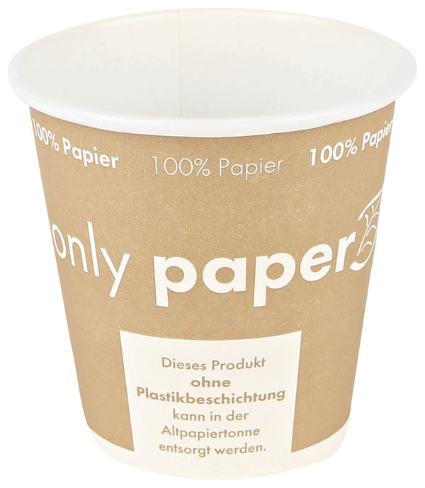 Trinkbecher Only Paper; 150ml, 8x8 cm (ØxW); brązowy; 50 sztuka / opakowanie