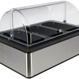 witrynka chłodząca Fundale antracyt 6,5 cm melamina czarna 3 x 1/3; Größe GN 1/1, 63x42.5x27.4 cm (DxSxW); antracyt/transparentny/biały; prostokątny