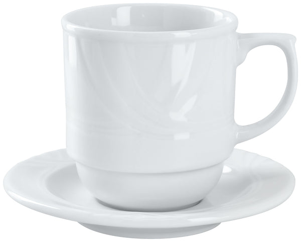 spodek do kubka / filiżanki do kawy Kiara; 14.5 cm (Ø); biały; okrągły; 6 sztuka / opakowanie
