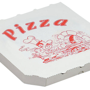 pudełko na pizzę; 32.5x32.5x3 cm (DxSxW); czerwony/biały; kwadrat; 100 sztuka / opakowanie