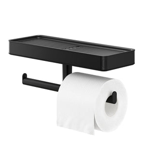 uchwyt na rolkę papieru toaletowego Carv z półką; 10.5x10.6x10.5 cm (DxWxG); czarny