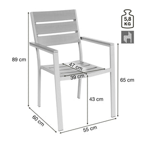 Outdoor-Stuhl Lamero mit Armlehnen; 55x60x88.5 cm (SxGxW); siedzisko antracyt