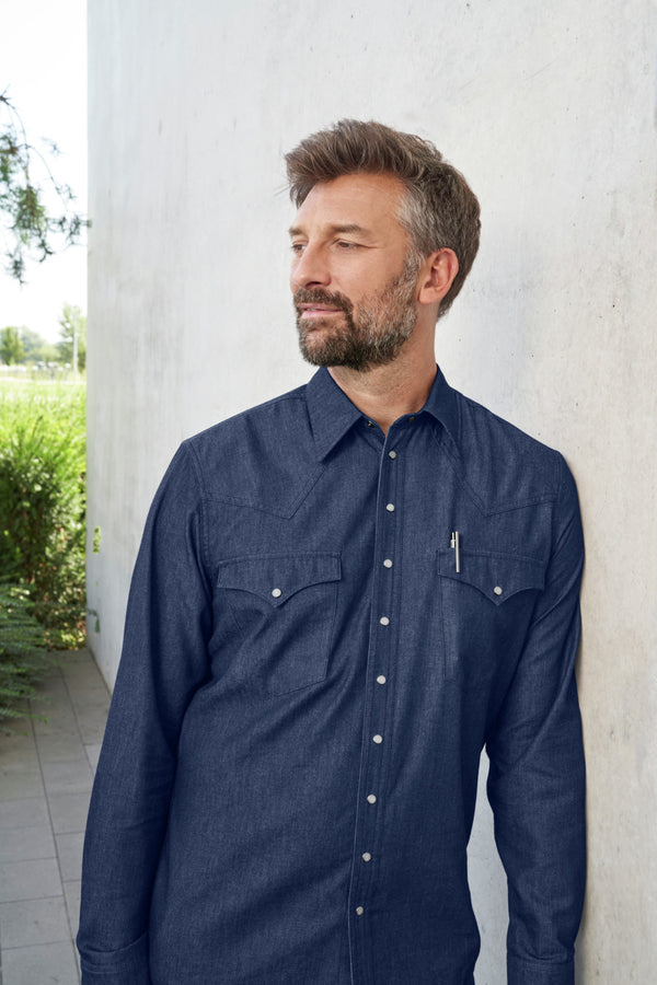 Jeanshemd Ryan; Kleidergröße 45/46; ciemny niebieski