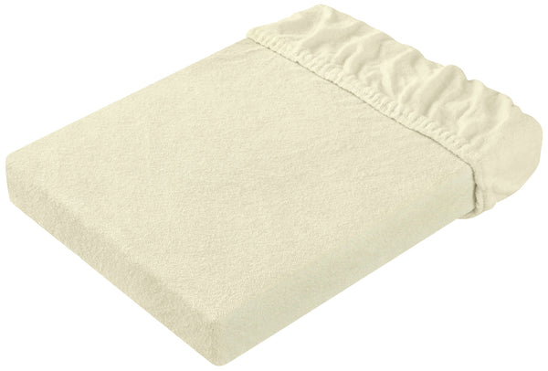 prześcieradło z gumką Frottee; 180-200x190-200 cm (SxD); szampan