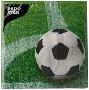 Servietten Football; 33x33 cm (SxD); zielony/czarny/biały; 200 sztuka / opakowanie