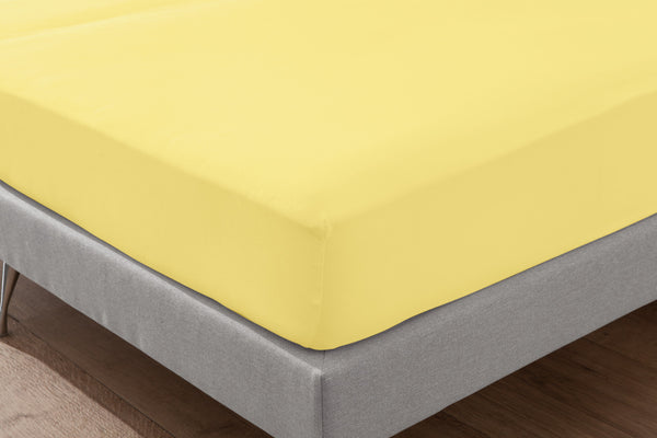 prześcieradło z gumką Jersey; 90-100x190-200 cm (SxD); żółty; 2 sztuka / opakowanie