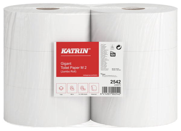 Jumbo Toilettenpapier M 300 2-lagig; 23 cm (S); biały; 6 sztuka / opakowanie