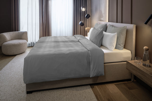 Meterware Avellino gewebter Seersucker; 160 cm (S); szary