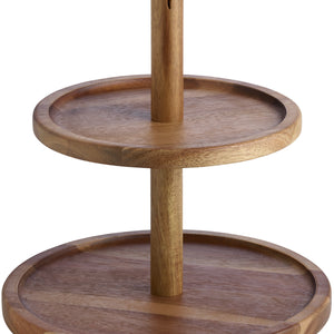 etażerka Kara 2-poziomowa; 25.4x27.1 cm (ØxW); akacja brąz