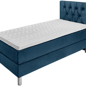 łóżko kontynentalne Comfort welur, wezgłowie Chesterfield; 100x200x60 cm (SxDxW); ciemny niebieski; -