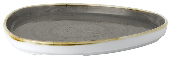 Triangle Walled Chefs Plate Stonecast Grey ; 20x2 cm (SxW); szary/brązowy; trójkątny; 6 sztuka / opakowanie