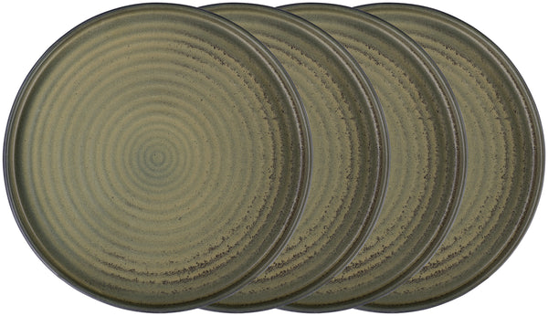 talerz z niskim rantem Snug; 26x2.5 cm (ØxW); oliwka; okrągły; 4 sztuka / opakowanie