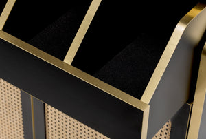 Besteckschrank Ravena schwarz; 100x40x105 cm (SxGxW); naturalny/czarny/złoto; stelaż naturalny/czarny/złoto