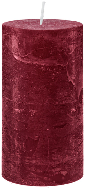 świeca rustykalna Garland (8x15 cm); 8x15 cm (ØxW); bordo; okrągły; 6 sztuka / opakowanie