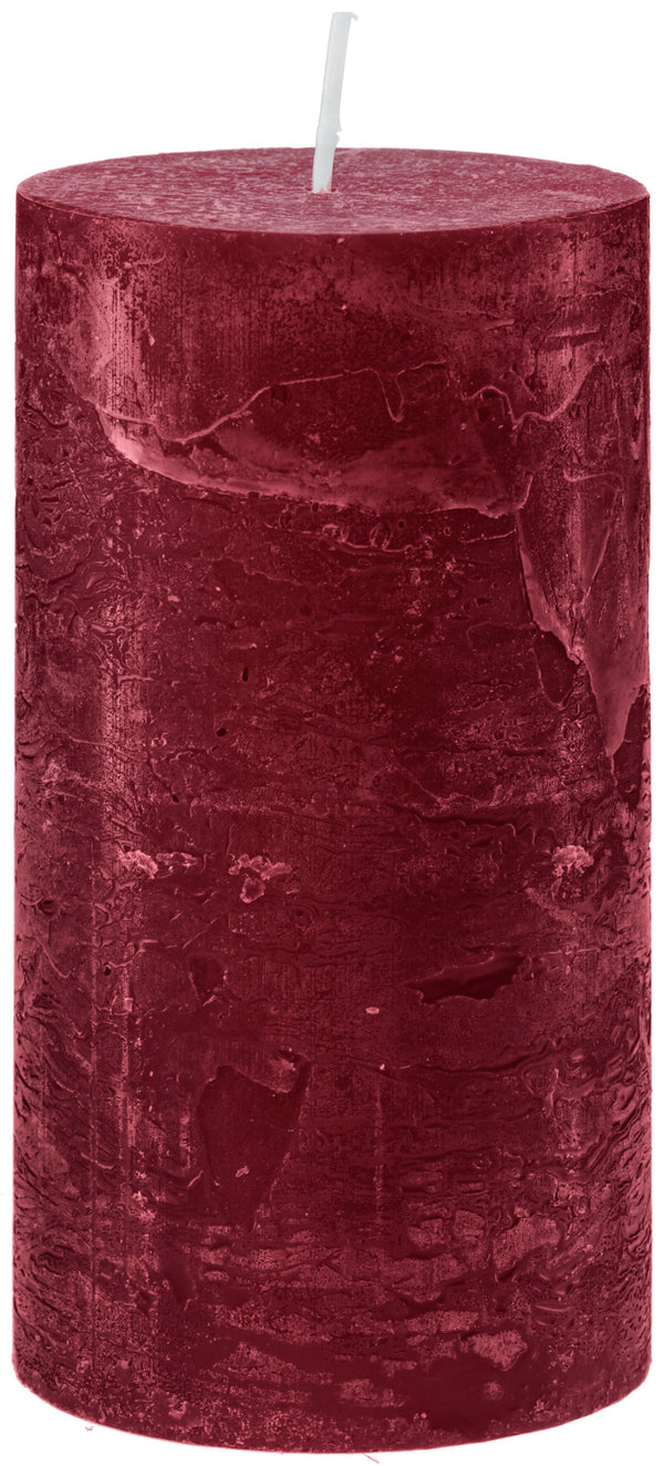 świeca rustykalna Garland (8x15 cm); 8x15 cm (ØxW); bordo; okrągły; 6 sztuka / opakowanie