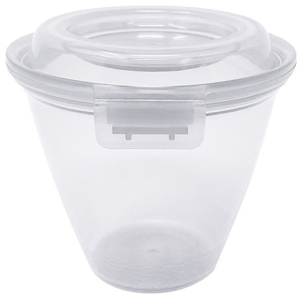 kubek na menu do wielokrotnego użytku Eco-Takeout z zawiasową pokrywą 365 ml; 365ml, 11.7x9.9 cm (ØxW); transparentny; okrągły; 12 sztuka / opakowanie