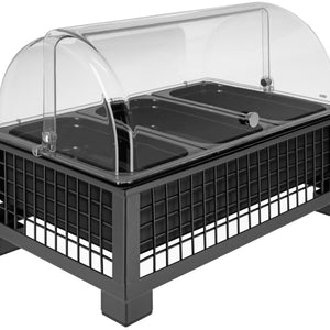 witrynka chłodząca Portland 6,5 cm melamina czarna 3 x 1/3; Größe GN 1/1, 55.4x35.2x33.7 cm (DxSxW); antracyt/transparentny/biały; prostokątny