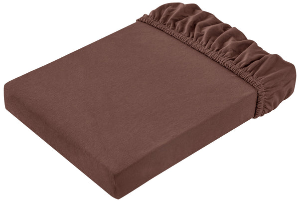 prześcieradło z gumką Jersey; 90-100x190-200 cm (SxD); brązowy; 2 sztuka / opakowanie