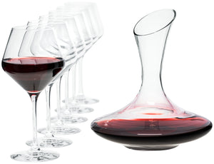 zestaw kieliszek do wina z dekanterem; 21.5x22 cm (ØxW); transparentny