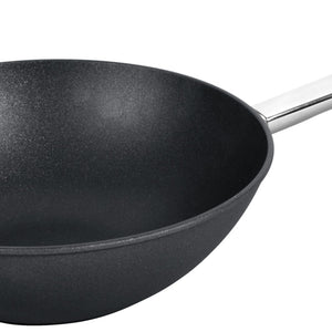 patelnia wok; 30x10 cm (ØxW); czarny; okrągły