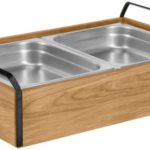 witrynka chłodząca Montana dąb mittel Edelstahl 2x 1/2; Größe GN 1/1