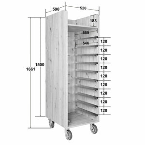 Tablett-Abräumwagen Baristo; 52x59x166 cm (SxGxW); dziki dąb