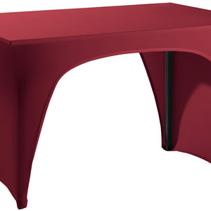 pokrowce stretch na stół bankietowy Grace z 2 otworami; 74x120x74 cm (SxDxW); bordo; prostokątny