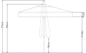 parasol profesjonalny duży Esparto stelaż antracyt; 350x350x370 cm (DxSxW); burgund; kwadrat
