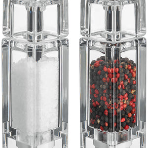 zestaw młynków do soli i pieprzu Walker prostokątny; 4.5x16.5x4.5 cm (SxWxG); transparentny