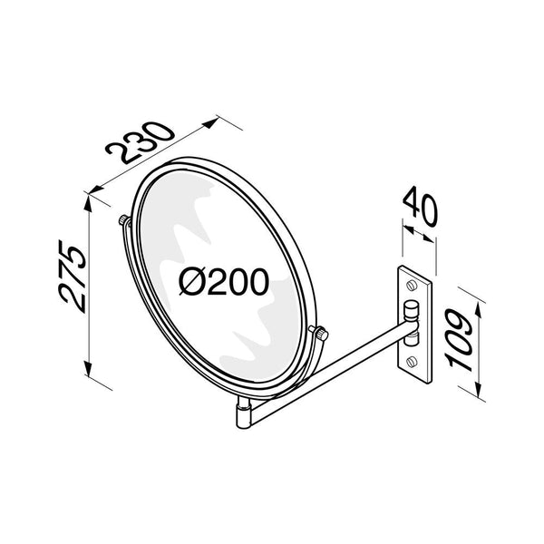 Lustro Mirror kosmetyczne i do golenia 1-ramienne z 3-krotnym powiększeniem ø 200 mm; 3x28.4x3 cm (DxWxG); szary