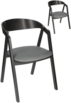 Stapelstuhl Calma Stoff Buchenholz schwarz lackiert; 54x53x79 cm (SxGxW); siedzisko szary