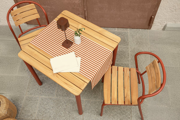 Tischläufer Valiano Streifen; 40x120 cm (SxD); czerwony/biały