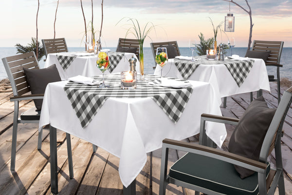 obrus Countryline prostokątny EL QW; 130x130 cm (SxD); biały; kwadrat; 10 sztuka / opakowanie