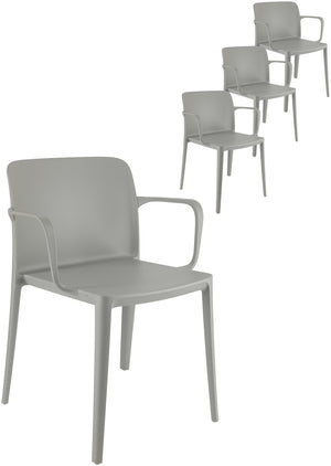 krzesło plastikowe Rigg z podłokietnikami; 57x55x78 cm (SxGxW); szary; 4 sztuka / opakowanie