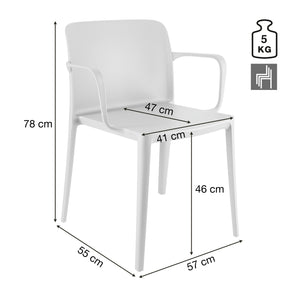 krzesło plastikowe Rigg z podłokietnikami; 57x55x78 cm (SxGxW); czarny; 4 sztuka / opakowanie